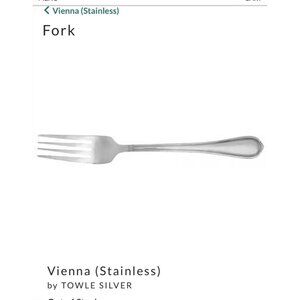 Towle Silver Vienna Stainless Steel Dinner Forks Set Of 6 Glossy Finish 7 3/4"